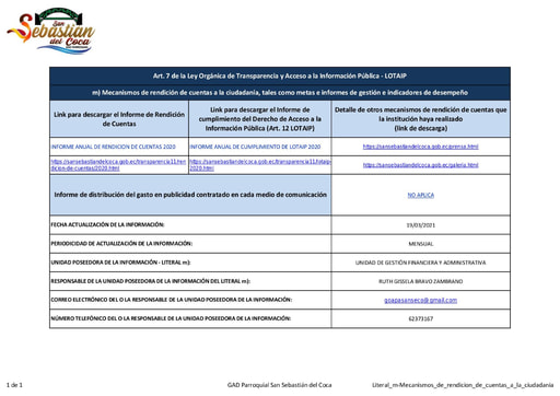 Literal m Mecanismos de rendicion de cuentas a la ciudadania