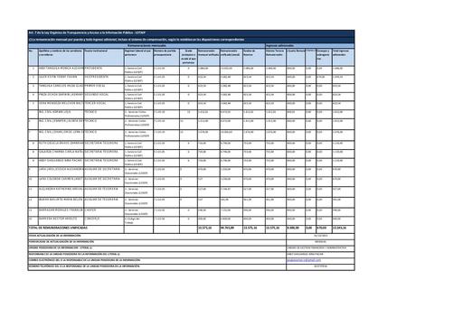 Literal c Remuneracion mensual por puesto