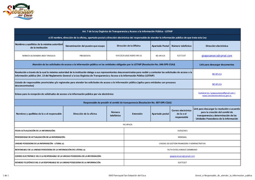 Literal o Responsable de atender la informacion publica