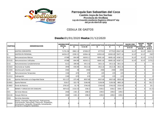 CEDULA PRESUPUESTARIA GASTOS 2020