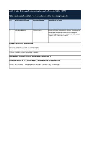 Literal h Resultados de auditorias internas y gubernamentales