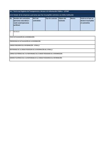 Literal j Empresas y personas que han incumplido contratos