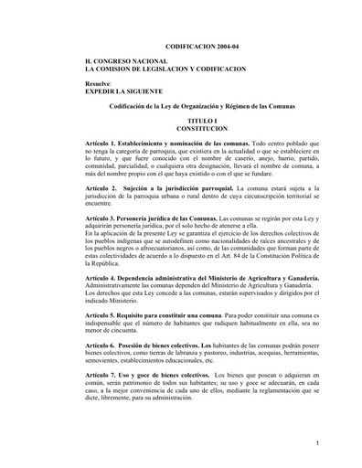 Ley de Organización y Régimen de las Comunas